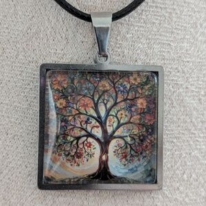 Colorful Tree of Life Pendant Necklace